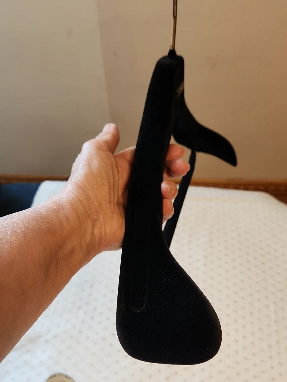 Versace Black Velvet Padded Hanger with Trousers Bar